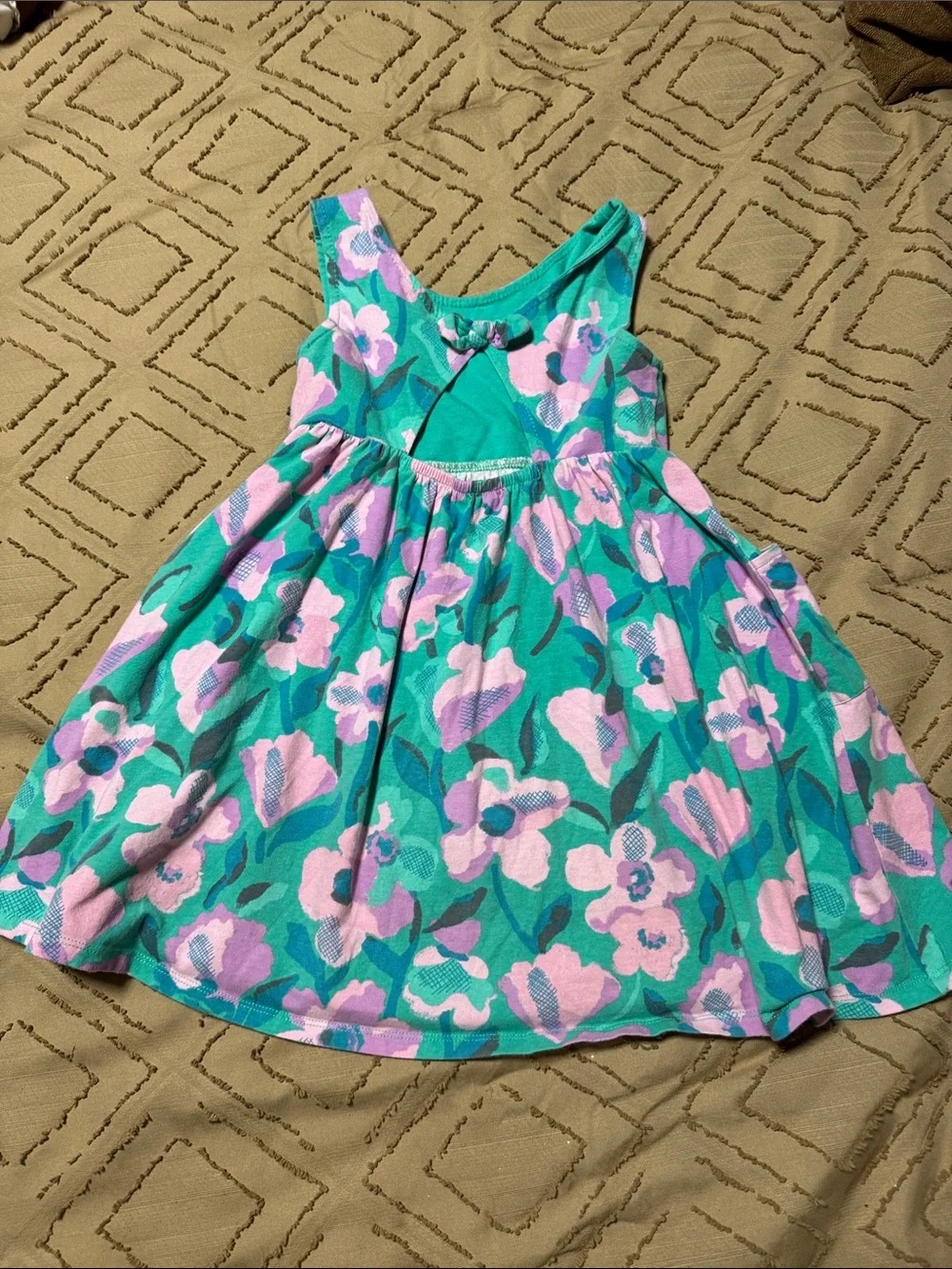 Flapdoodles Teal and Pink Floral Tank Dress